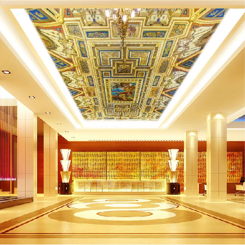 Custom Photo Wallpaper 3D Stereo European Flower Pattern Living Room Bedroom Hotels Ceiling Wall Mural Wallpaper For Walls 3 D