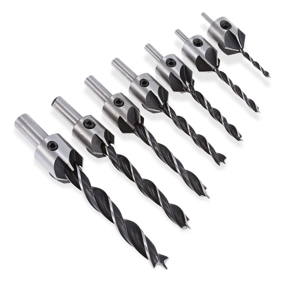 7 Cái/bộ HSS 5 Sáo Mũi Khoan Bộ Mũi Khoan 3Mm-10Mm Thép Tốc Độ Cao Có Ngăn Gỗ Công Suất dụng Cụ Chamfer Chất Lượng Hàng Đầu