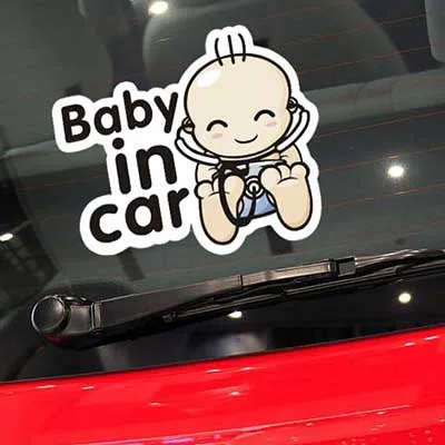 

Cute child baby in car car sticker on car styling laptop sticker decal motorcycle skateboard doodle stickers for car accessories