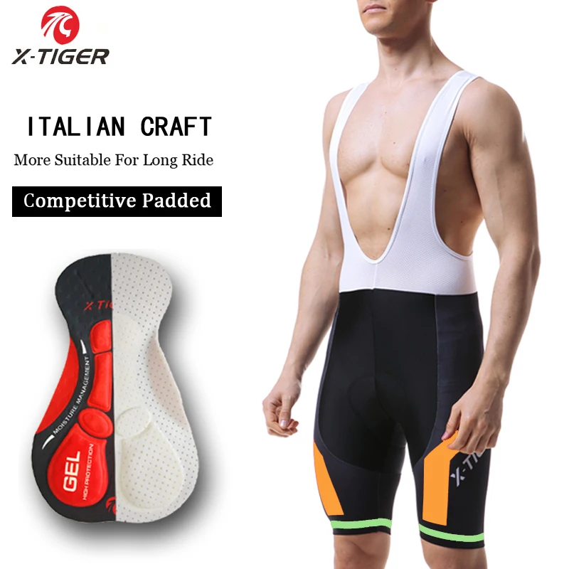 

X-TIGER Men Pro Cycling Shorts 5D Silicone GEL Pad 100% Lycra Cycling Bib Shorts MTB Bike Shorts Bicycle Cycling Bib Tights