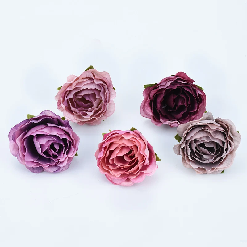5 szt. 4CM Jedwabne Retro Róże Główki do Wazonu Walentynki Dekoracja Ślubna Samochód Dom Sztuczne Kwiaty Florystyka Ściana DIY Prezenty Broszka — zdjęcie 4