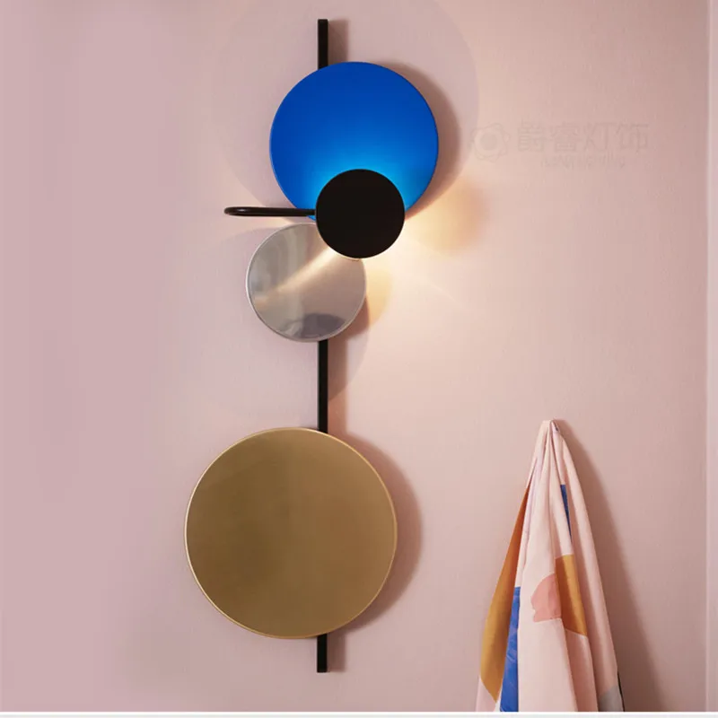 

Nordic Loft Multicolor Metal Round Circle Led Wall Lamp Art DIY Style Planet Led Wall Scones Hotel Bedside Decro Indoor Lighting