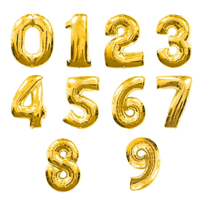 32 inch 10pcs Gold Silver Number Foil Balloons Digit air Ballons Happy Birthday Wedding Decoration Digit balloon Party toy