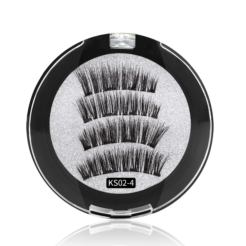 

Brand New 4 Magnets lashes handmade reusable magnetic false eyelashes no adhesive needed easy to apply 100sets/lot DHL Free