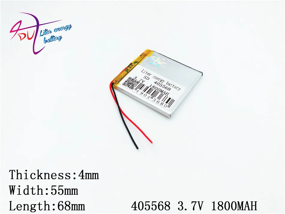 Batterie Lithium-polymère Rechargeable, 3.7V, 1800mAh, 405568 405070, li-ion, pour Mp3 MP4 MP5, GPS, bluetooth, mobile