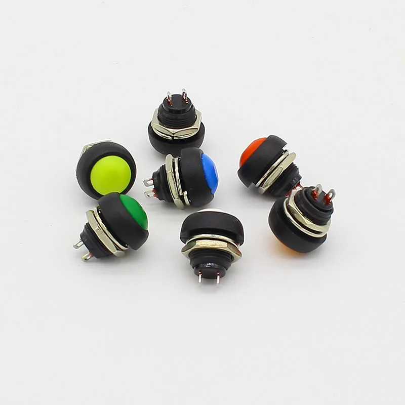 100pcs/lot 6 Colors 12mm Waterproof Momentary Mini Push Button Switch PBS-33B VE058 P50