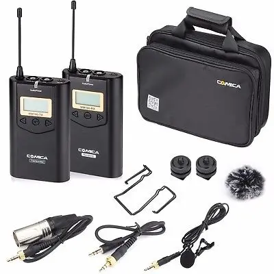 COMICA CVM-WM100 UHF 48 Channels Wireless Lavalier Microphone System for Camera