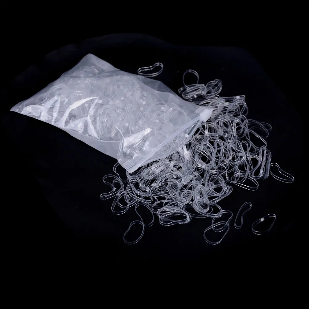 

500pcs/Bag New Clear Ponytail Holder Elastic Rubber Band Hair Ties Ropes Rings Rubber Band for Girls Hot Sale