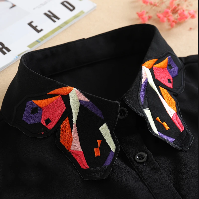 White Detachable Collar For Women 2021 Ladies Tie Embroidery False Fake Collar Shirt Black Removable Nep Blouse Kraagie Faux Col