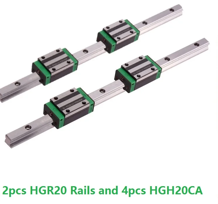 2pcs Linear Guide Rail HGR20 -L 200mm/250MM/300MM/350MM And 4pcs HGH20CA Linear Narrow Blocks CNC Router Parts