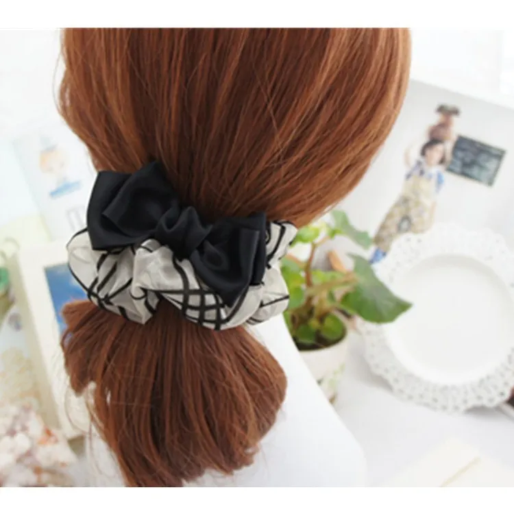 Women concise Elastic Hair bands Girl Headband Fashion Black and white lattices  hairband Hair Accessories Hair Rope Ponytail