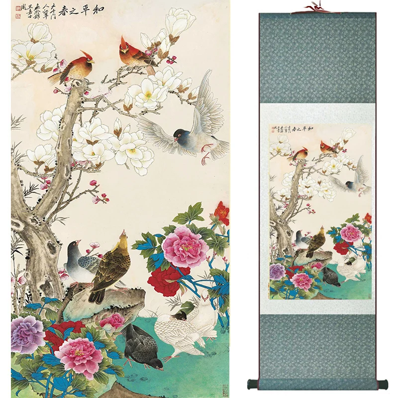 

Home Office Decoration Chinese scroll painting birds painting Chinese wash wedding decoration painting