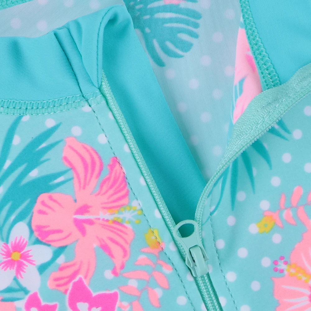 BAOHULU Cyan Flower Baby Girl Swimsuit UV UPF50+ One Piece Kids Girls Swimwear for 3-12 Years Children Swimming Suit Beachwear