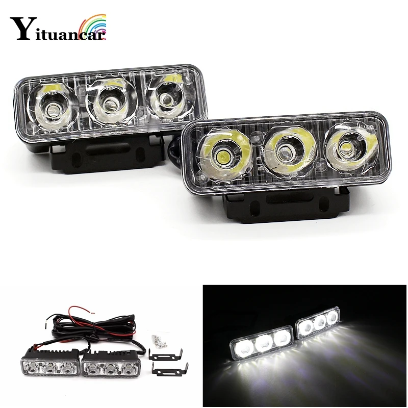 

Yituancar 2X3 LEDs 9W Universal Daytime Running Light Source Styling Waterproof Aluminum DC12V White Work Lighting With Lens