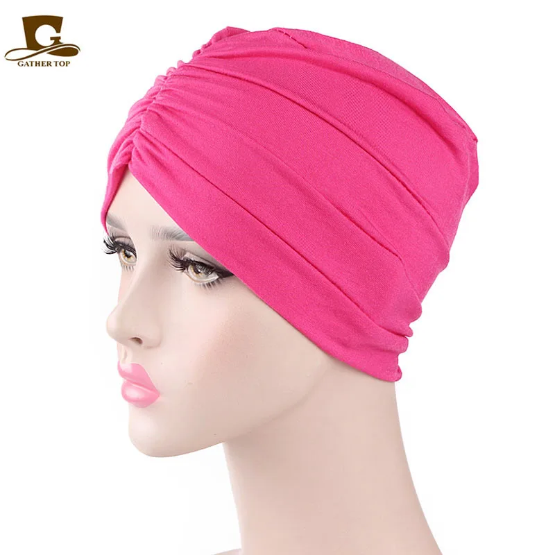 New Womens Soft Muslim Comfy Chemo Cap Sleep Turban Hat Liner for Cancer Hair Loss Cotton Headwear Head wrap Hair accessories