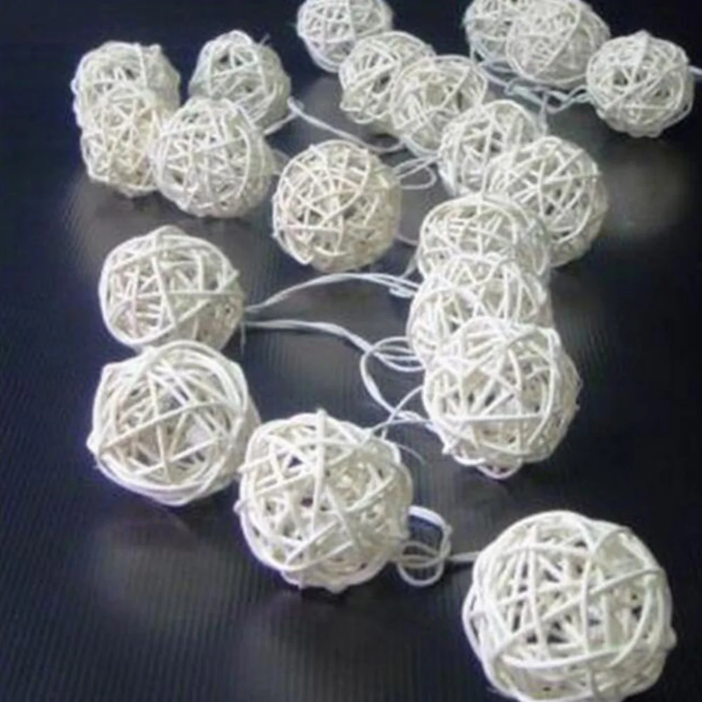 AA Battery Powered 20LED Christmas Wedding Party Fairy Holiday Decoration Warm White Rattan Ball LED String