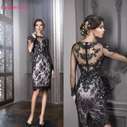 Vestido de encaje transparente para madre de la novia, hasta la rodilla traje Sexy, elegante, talla grande, 2024