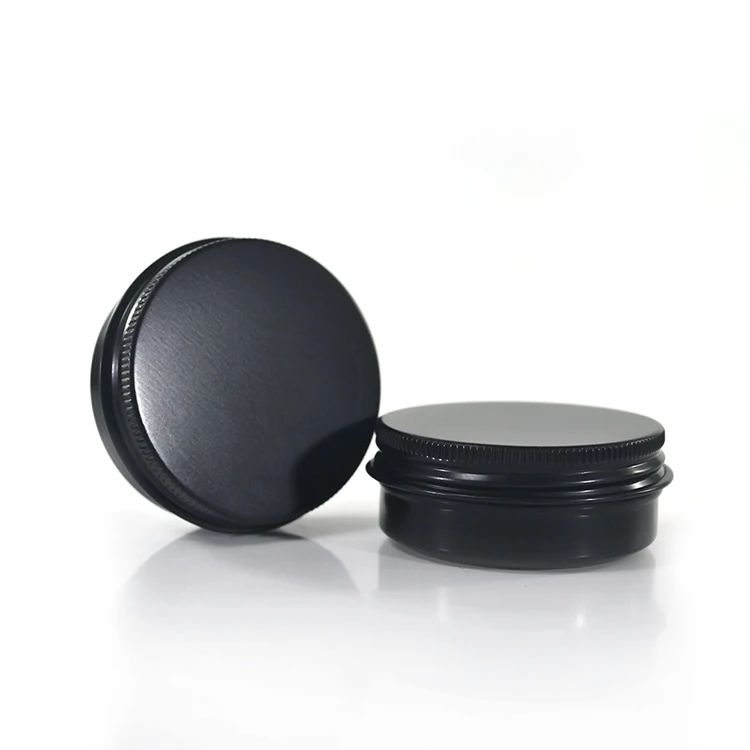 

1500pcs*50g glossy/matte black round aluminum tin,1oz/2oz/3oz/4oz/5oz metal cosmetic aluminum jar for hair wax and pomade