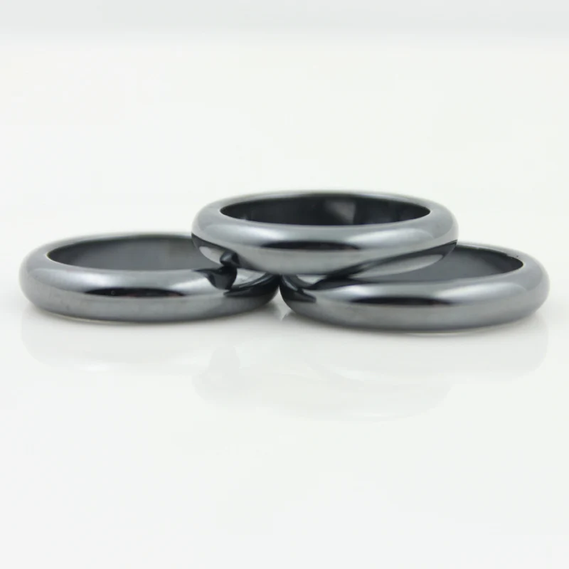 Fashion Jewelry Grade AAA Quality 4mm Width cambered surface Hematite Rings (1 Piece ) HR1008