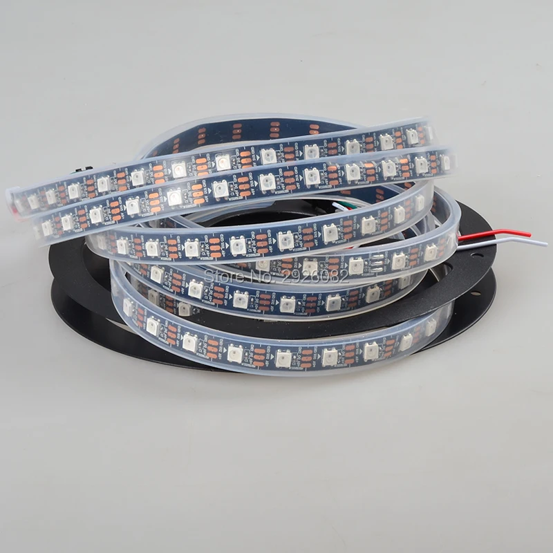 5M 60LEDs/M SK6812 Addressable RGB LED Light Strip 5050 SMD Digital Flexible Neon Tape Black PCB Waterproof Silicon Tube IP67 5V