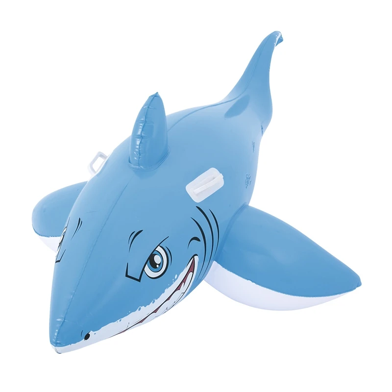 72'' Inflatable Shark Rider With Handles Ride-on Pool Float For Kids Water Toys Swim Mattress Fun Beach Game Buoy