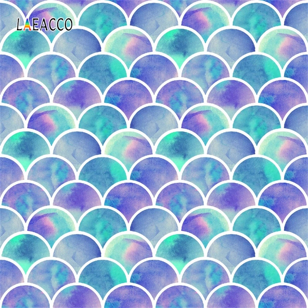 Laeacco Hoạt Hình Nàng Tiên Cá Vảy Cá Ngọc Trai Tường Chân Dung Cảnh Chụp Ảnh Em Bé Phông Nền Chụp Ảnh Nền Cho Studio Ảnh