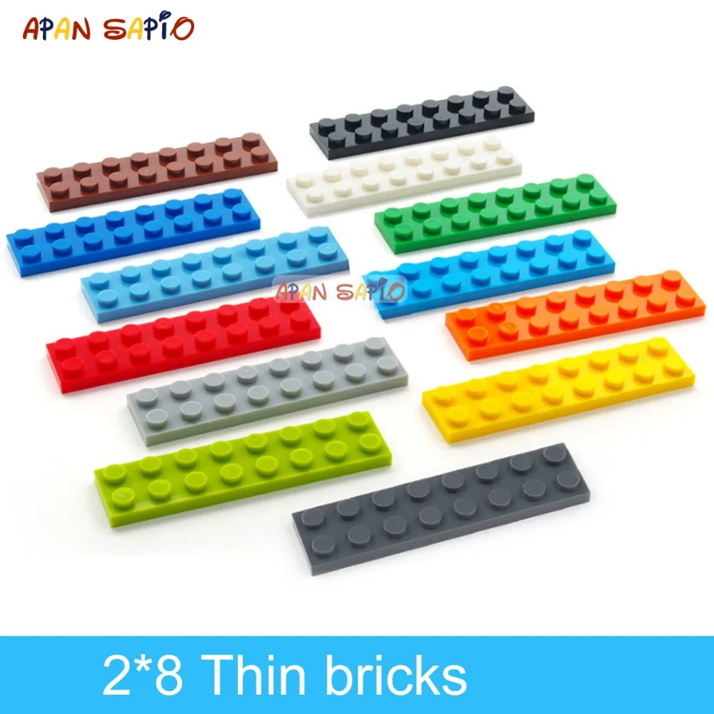 40pcs DIY Building Blocks Thin Figures Bricks 2x8 Dots 13Color Educational Creative Size Compatible With 3034 Toys for Children