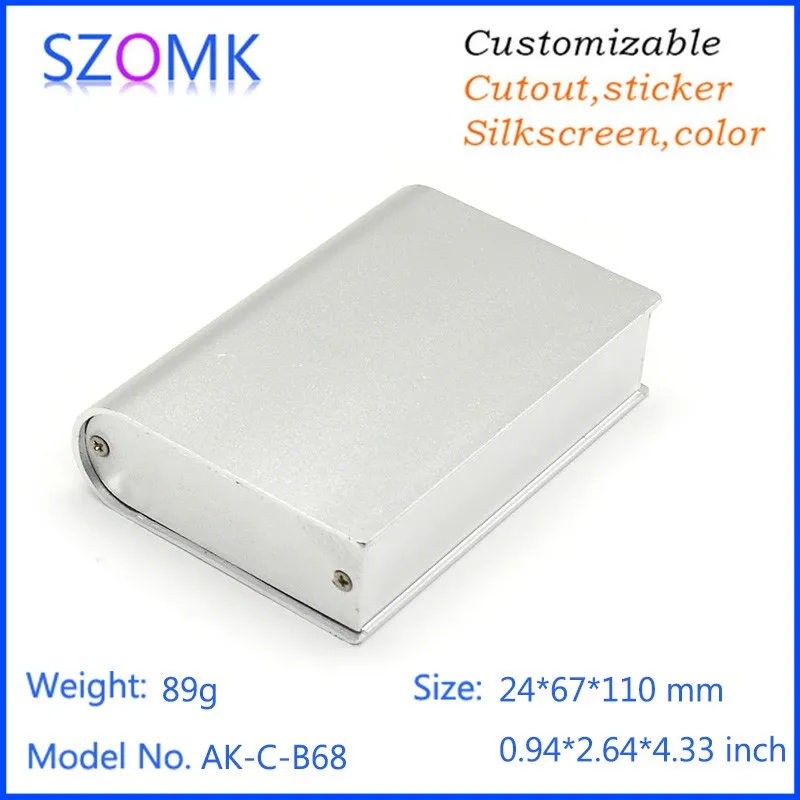 1Piece 24*67*110mm szomk gps tracker outlet boxes aluminum amplifier enclosure silvery extruded aluminum case project box