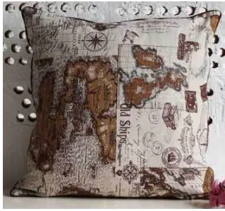 Mediterranean style Navigation map series pillow Cushion Linen pillowcases for office car home decorate sofa cushio SIZE 45 * 45