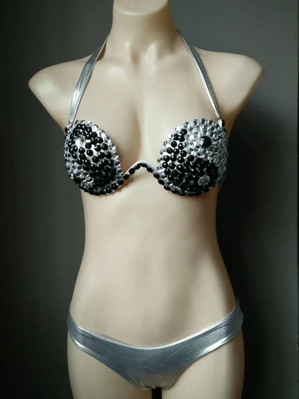 2018 venus vacation black and white diamond bikini set sexy swimwear rhinestone bathing suit beachwear women biquini swimsuit