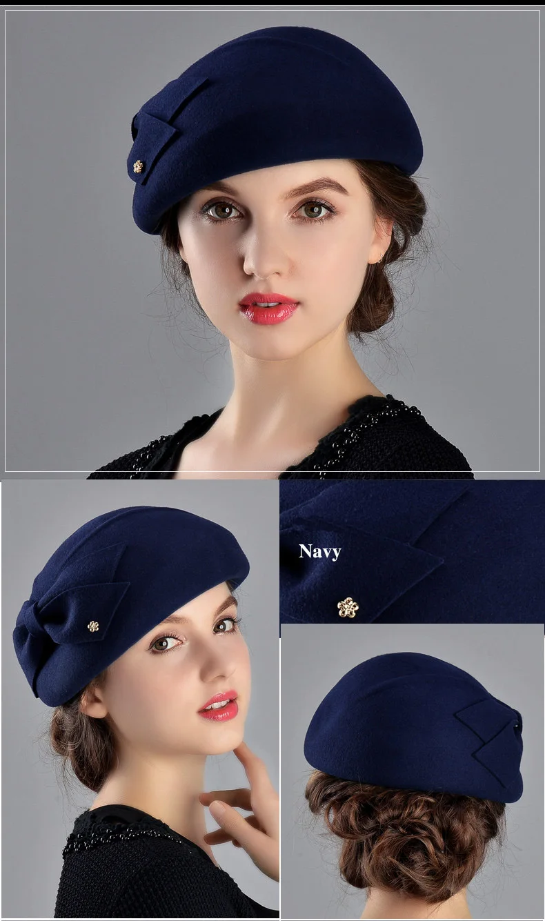 MAYMII - Boina negra de lana, boina francesa, gorra de