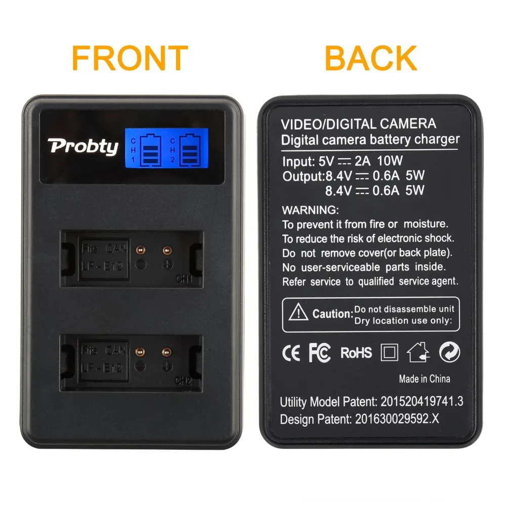 PROBTY New LP-E12 LP E12 LPE12 LCD Charger For Canon EOSM EOSM2 EOS100D EOS M M2 100D Kiss X7 Rebel SL1