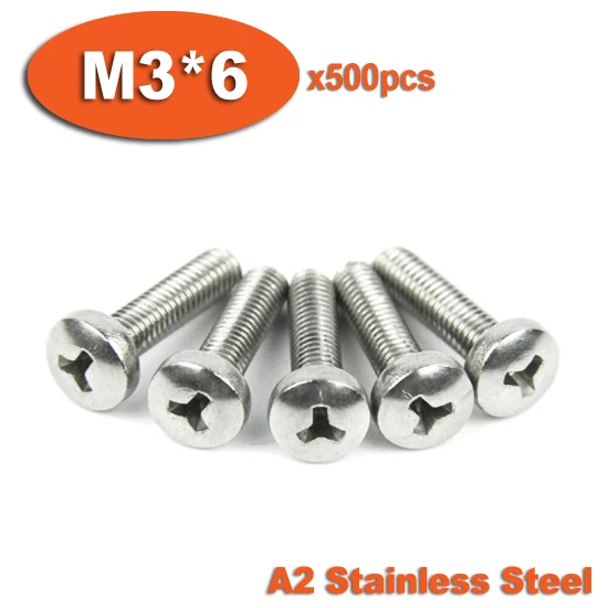 500pcs DIN7985 M3 x 6 A2 Stainless Steel Y Slot Pan Head Tamper Proof Security Screw Screws