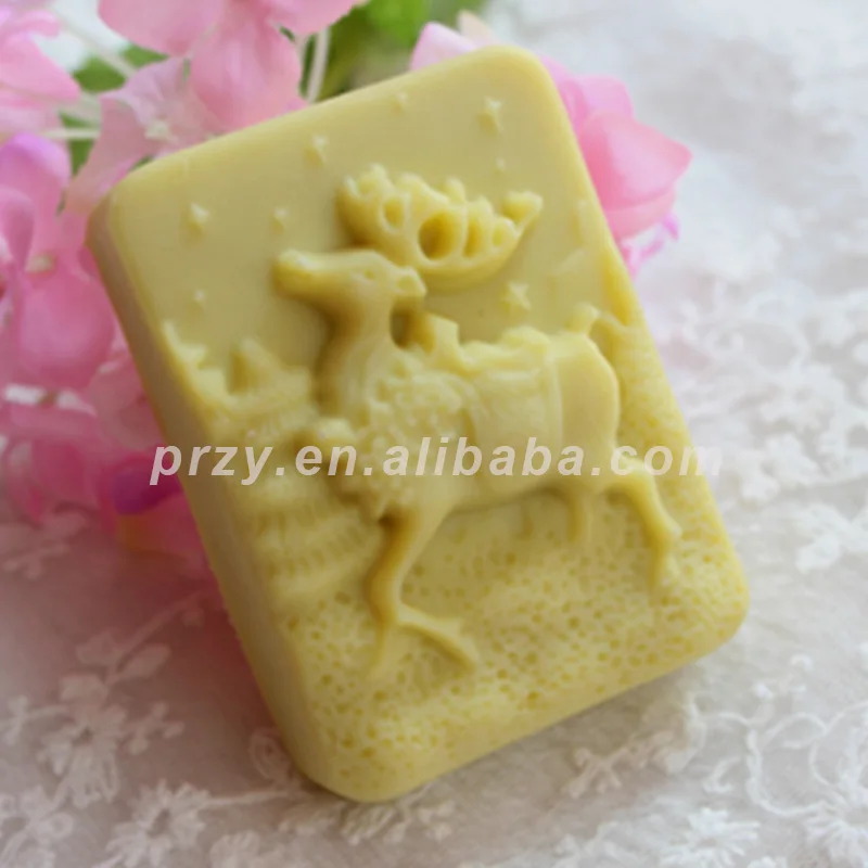 PRZY PRZY Silicone Soap Mold Handmade Soap Molds Silica Gel Aroma Stone Moulds Elk Square 3D Christmas Silicone Rubber 001