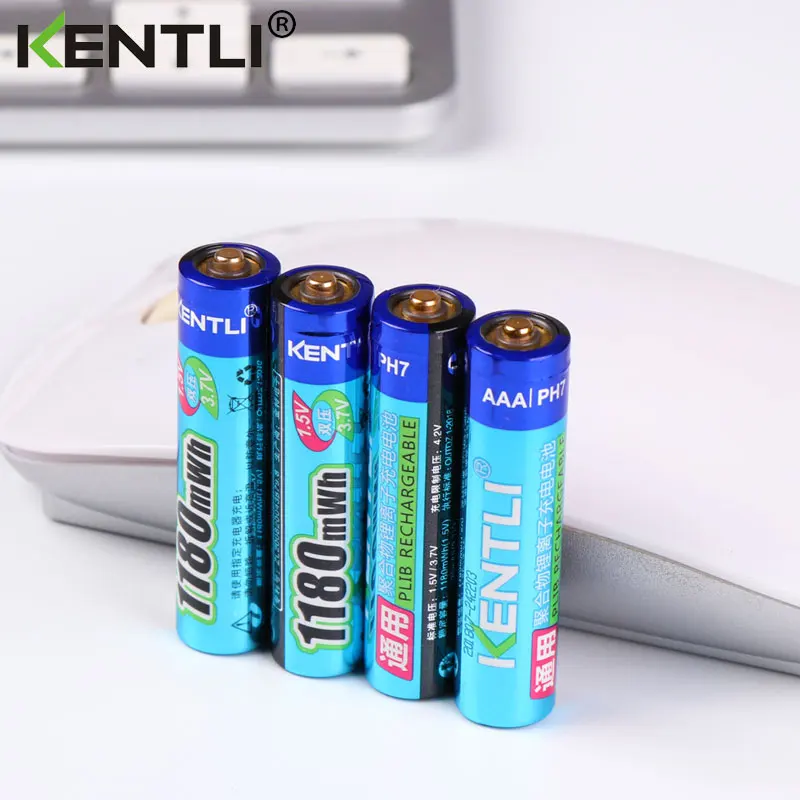 KENTLI 1.5 v 1180mWh aaa polymeer lithium li-ion oplaadbare batterijen batterij + 4 slots lithium li-ion lader