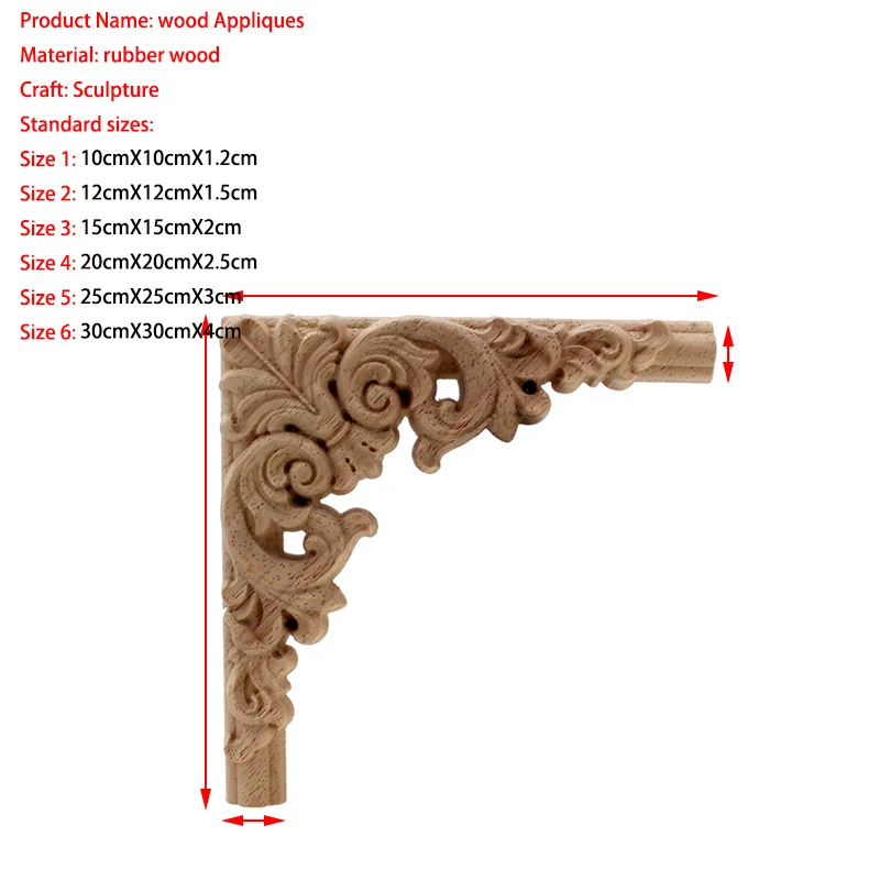 VZLX Woodcarving Carved Wood Applique European Furniture Cabinet Gate Flower Vintage Home Decor Decoration Maison Wholesale