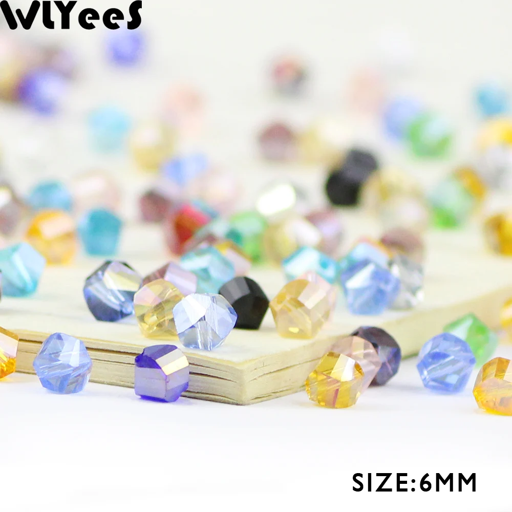 WLYeeS 50pcs Spiral Twist Faceted Austrian crystal beads 6mm Ball Glass Loose Beads for Jewelry Necklace Accessories Making DIY