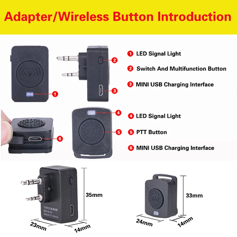 Walkie Talkie bezprzewodowe słuchawki zestaw słuchawkowy Bluetooth dwukierunkowe Radio słuchawki BT słuchawka dla Kenwood TYT Baofeng 888S UV-82 UV5R