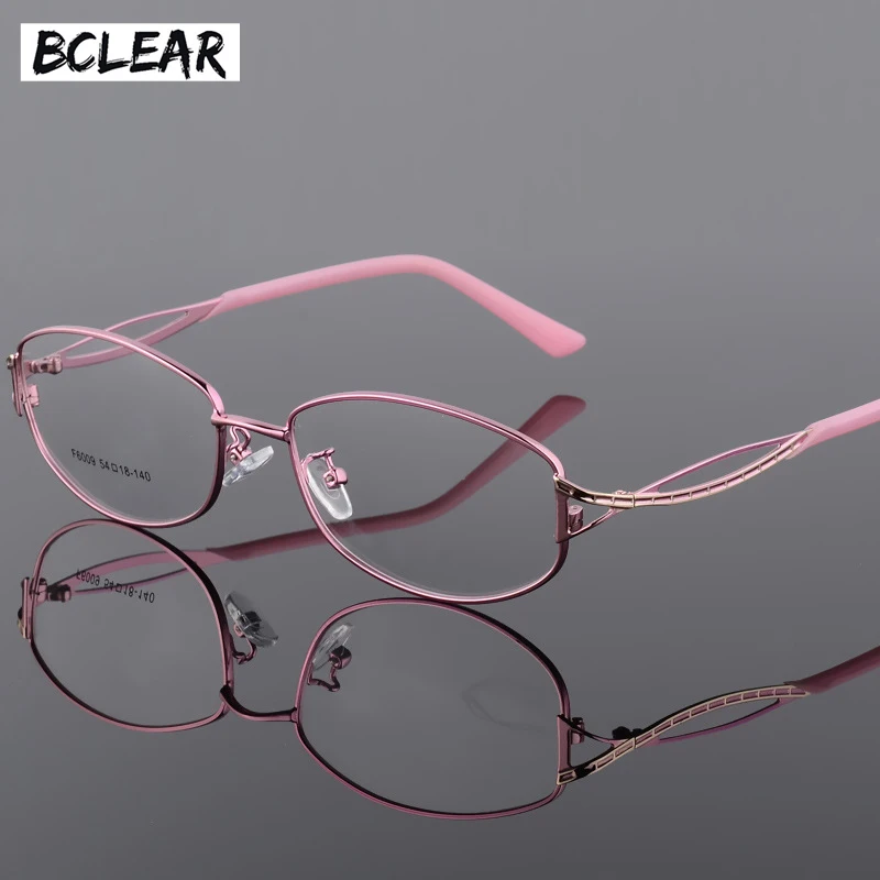 BCLEAR Alloy Eyeglasses Ladies Elegant Oval Full Frame Glasses Frame Metal Ultra Light Presbyopia Myopia Prescription Eyewear