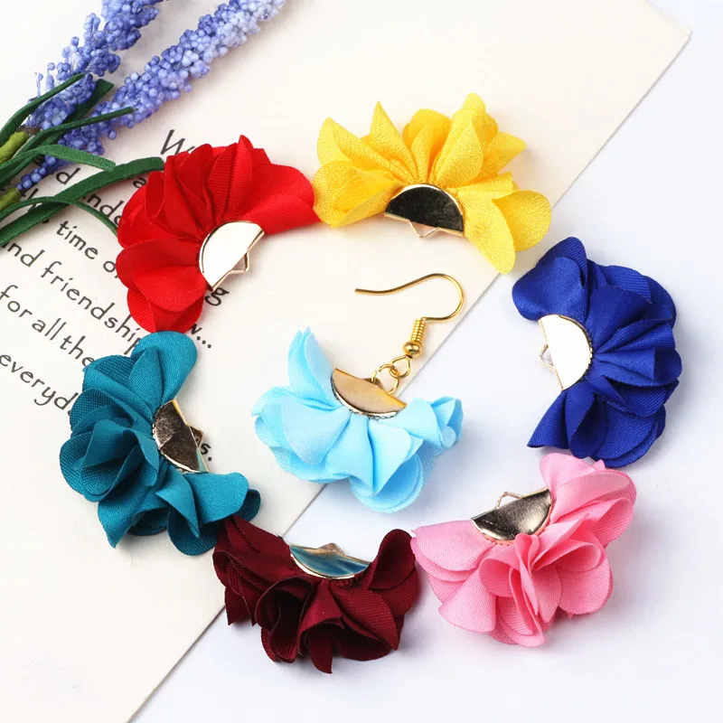 10pcs Mix Colors Cloth Flower Tassel Charms Pendants Supplies Tassels For Earring Necklace Bracelet Making Jewelry Accessories