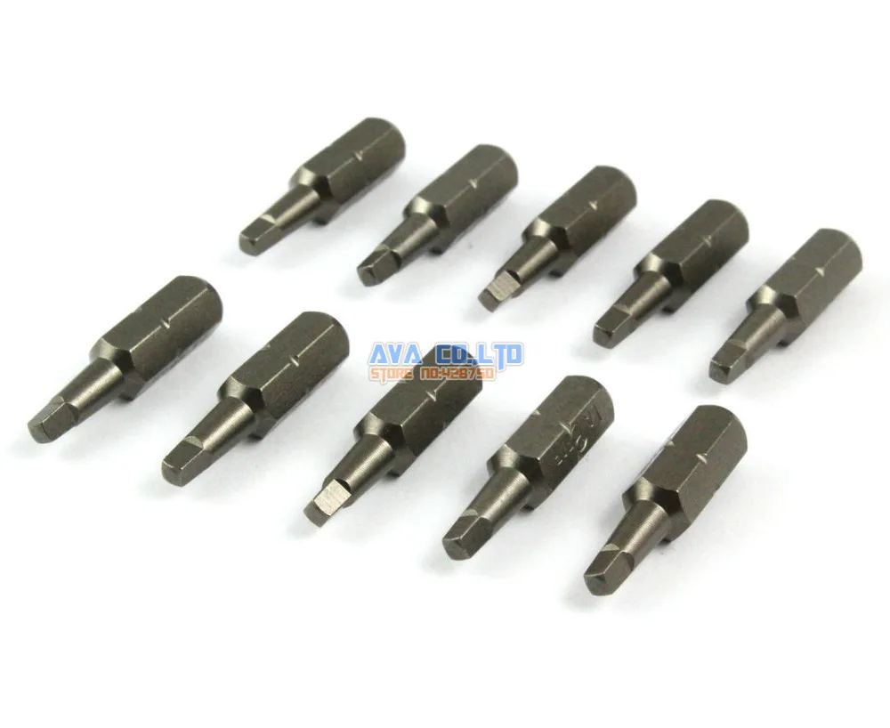 10 Pieces Magnetic 2.4x2.4mm Square Head Screwdriver Bit S2 Steel 1/4