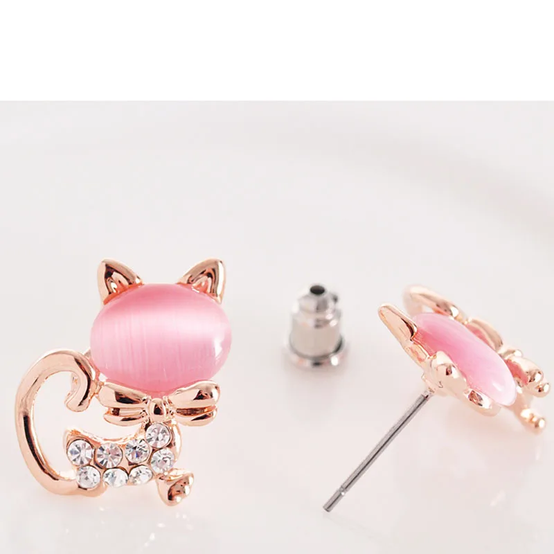 Korea Style opal fox Rhinestone Crystal Clip on Earring Wihtout Piercing for Women Travel No Hole Ear Clip 3 Colors Jewelry Gift