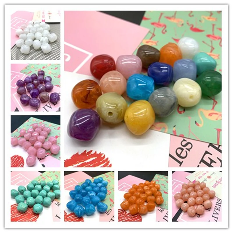 New 10 Pcs Irregular Round Acrylic Beads Spacer Loose Beads For Jewelry Making DIY Bracelet #Mixing