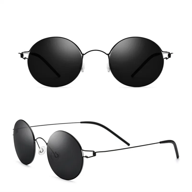 Sunglasses Men Vintage Sun Glasses Women Eyewear UVA UVB Protection Decoration Light Air Titanium Retro Round Rim Frame Driving