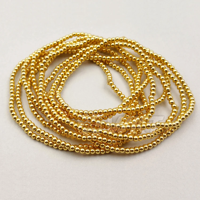 WT-B373 Wholesale 10 pieces/lot Fashion Brass Bracelet High-Quality Resist Tarnishable 4/6/8mm Round Brass Bead Bracelet Jewelry