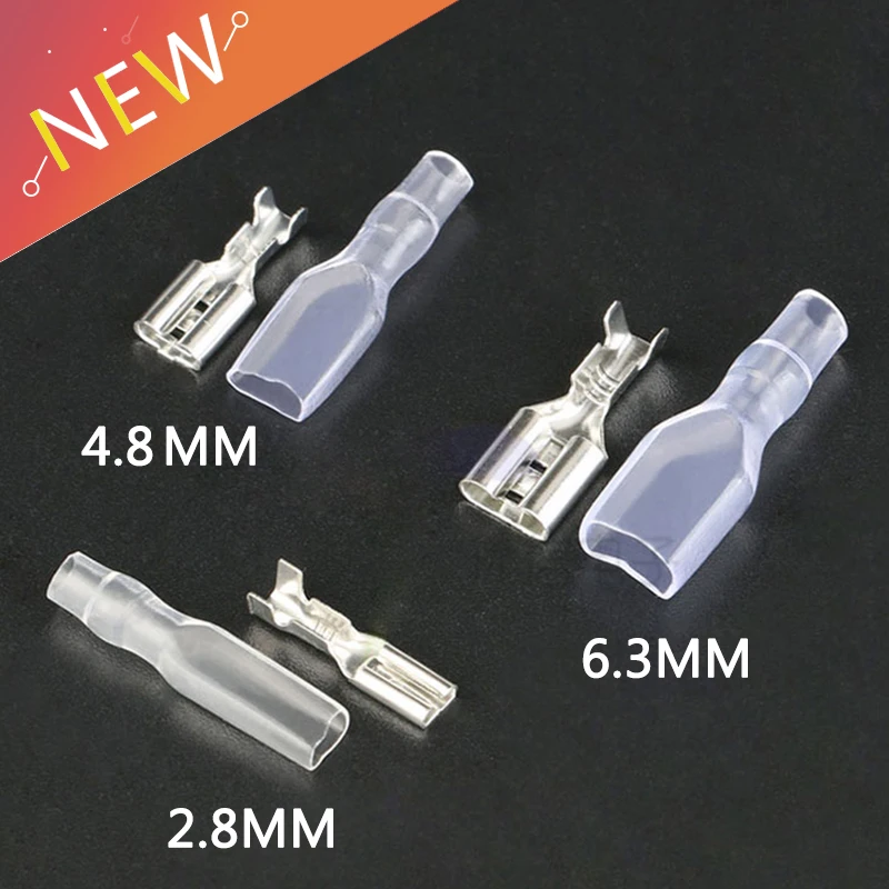 100/50Sets 2.8mm 4.8mm 6.3mm the insulating Insert spring terminal of the plug with transparent cover For Terminals 22-16AWG