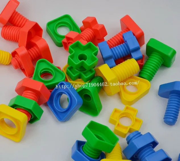 Screws Nut Pairing Plastic Assemblage Building Blocks Kindergarten Children Educational Toys 3-7 Years Old Kids 350g/bag