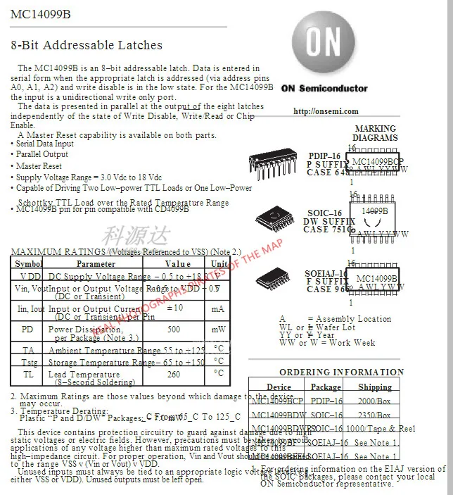 5pcs/lot MC14099BDWG SOIC16 MC14099B  14099B  In Stock