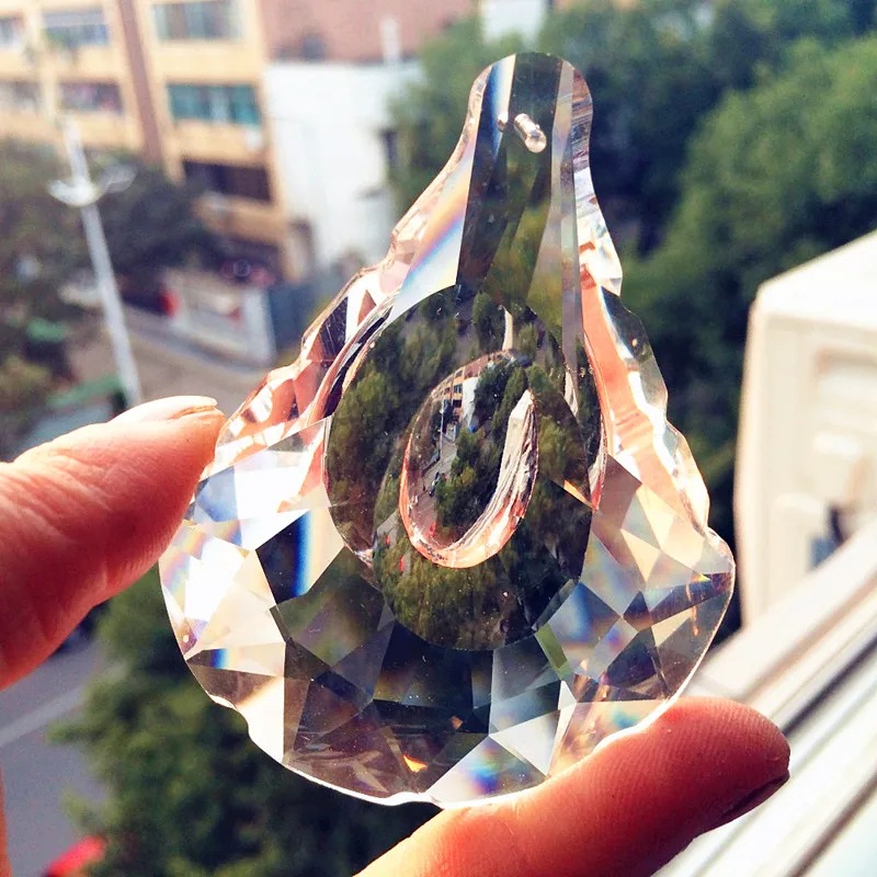 12pcs 76mm Clear Faceted Glass Crystal Chandelier Parts Glass Lighting Hanging Pendants Feng Shui Suncatcher Prisms Home Deco