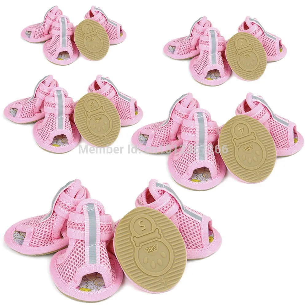 Casual Anti-Slip Small Dog Shoes For Cute Pet Shoes Summer Breathable Soft Mesh Sandals Beef Tendon Bottom Breathable Wear Shoes